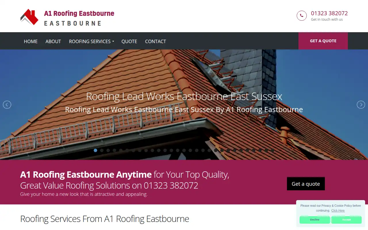 A1 Roofing Eastbourne website homepage