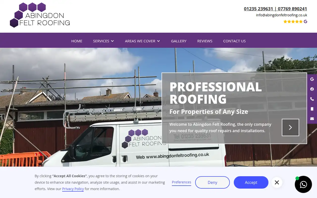 ABF Roofing Limited website homepage
