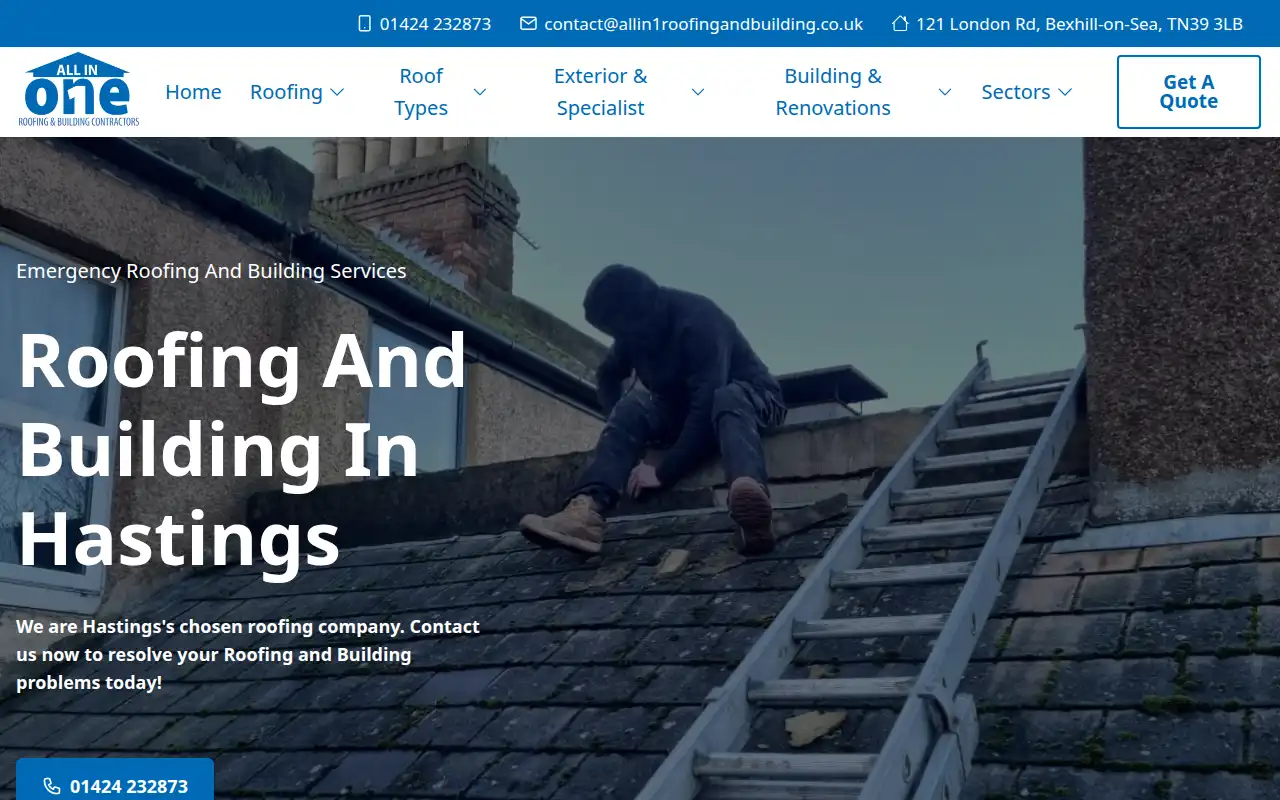 All in 1 Roofing and Building website homepage