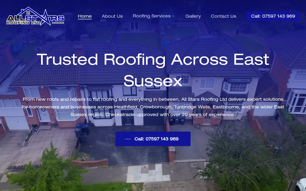 All Stars Roofing Ltd website homepage