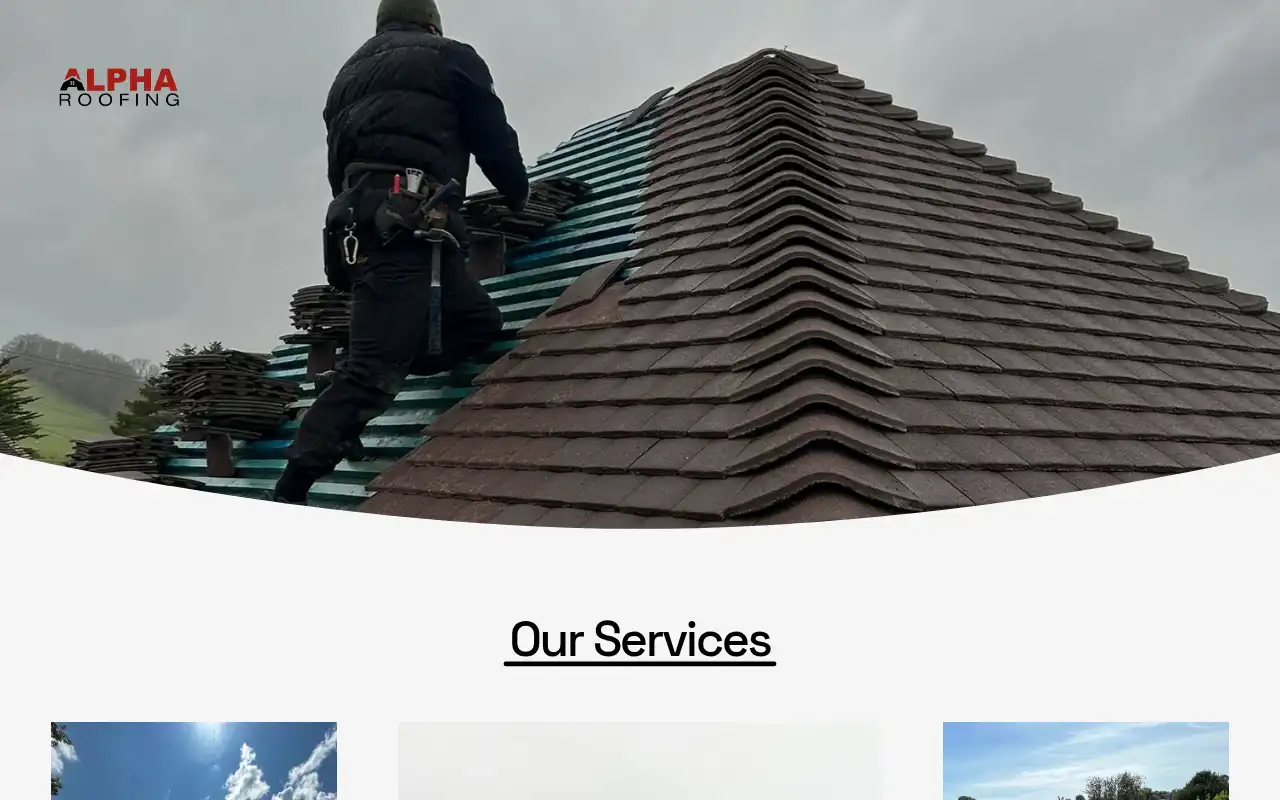 Alpha Roofing website homepage