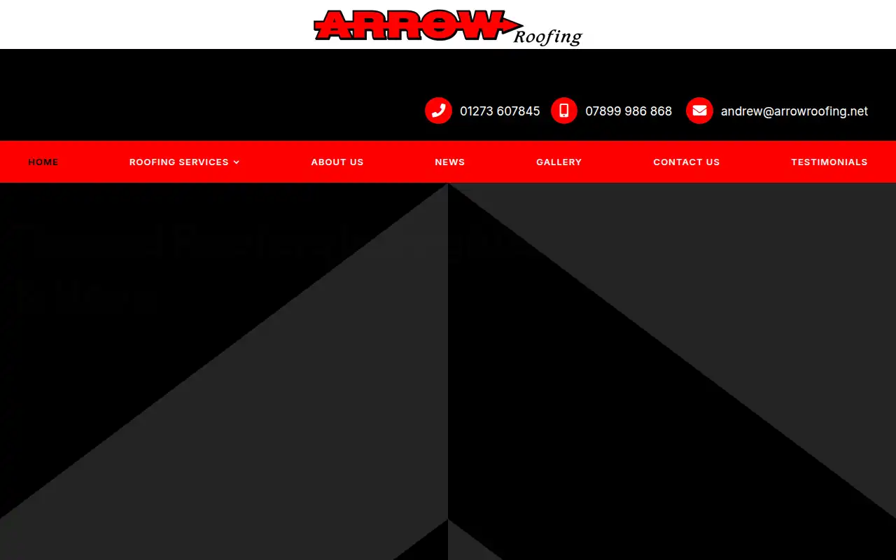 Arrow Roofing website homepage