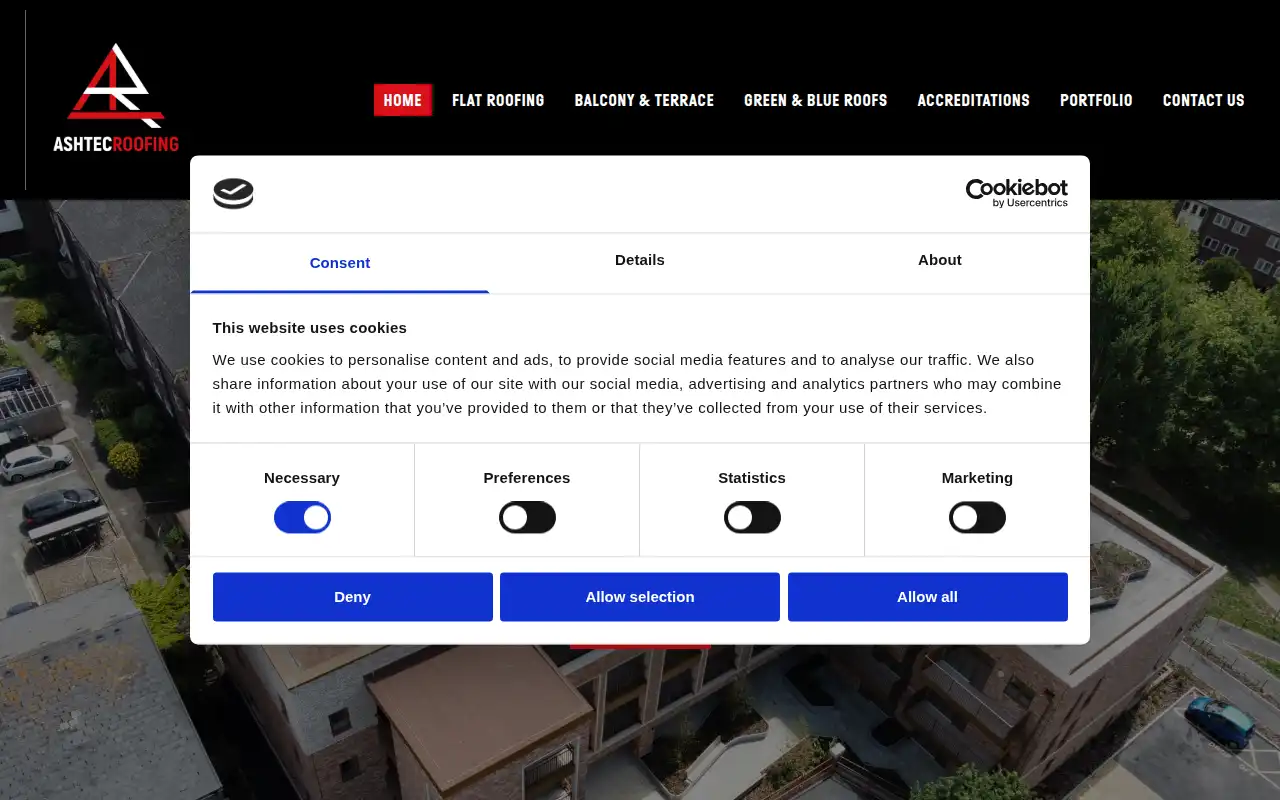 Ashtec Roofing Services Ltd website homepage