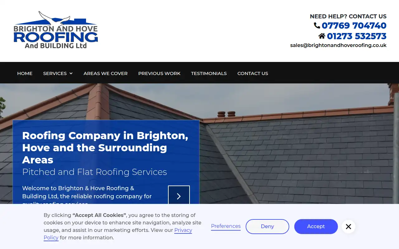 Brighton & Hove Roofing website homepage