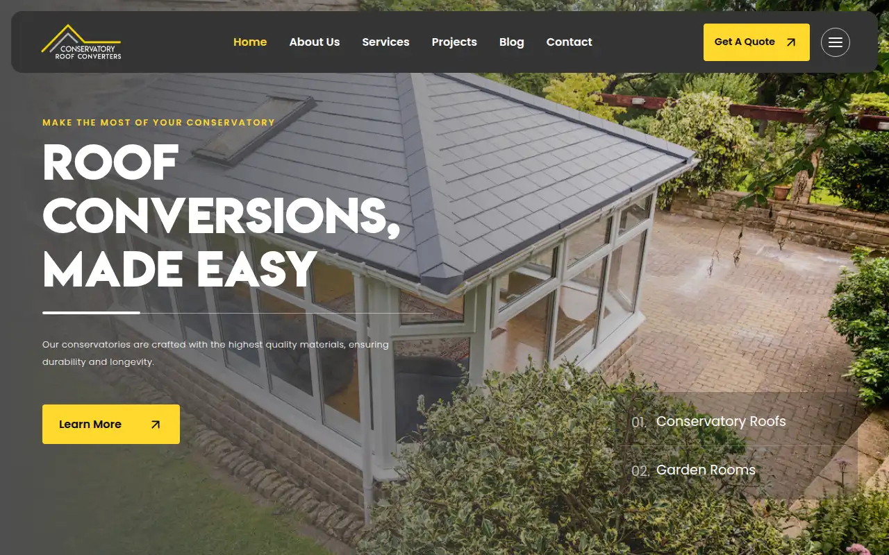 Conservatory Roof Converters website homepage