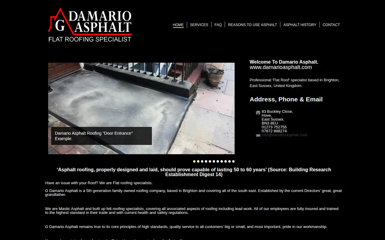 Damario Asphalt website homepage