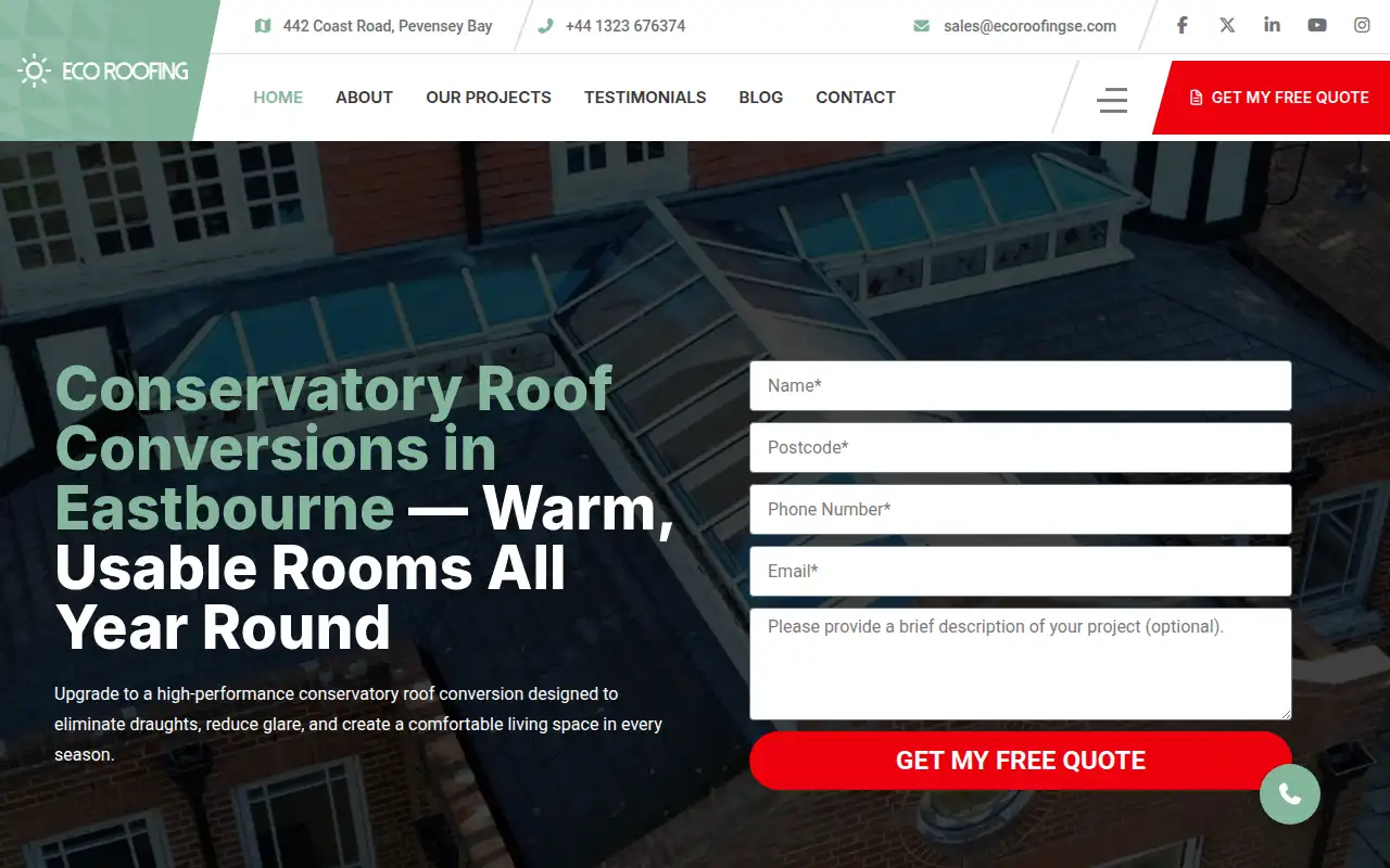 Eco Roofing website homepage