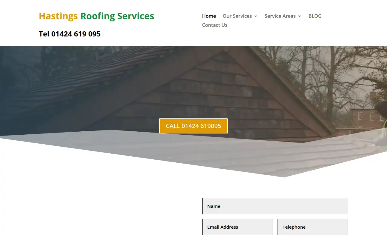 Hastings Roofing Services website homepage