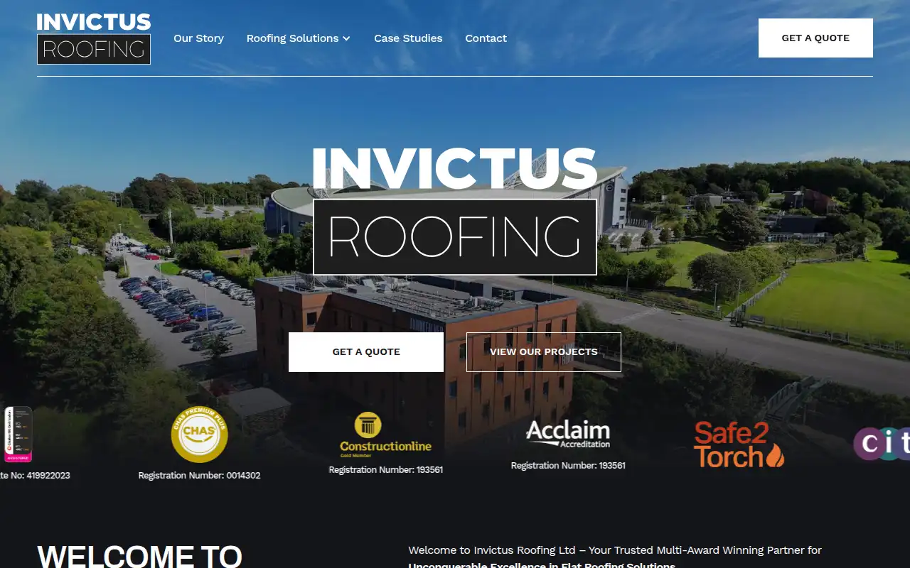 Invictus Roofing Ltd website homepage
