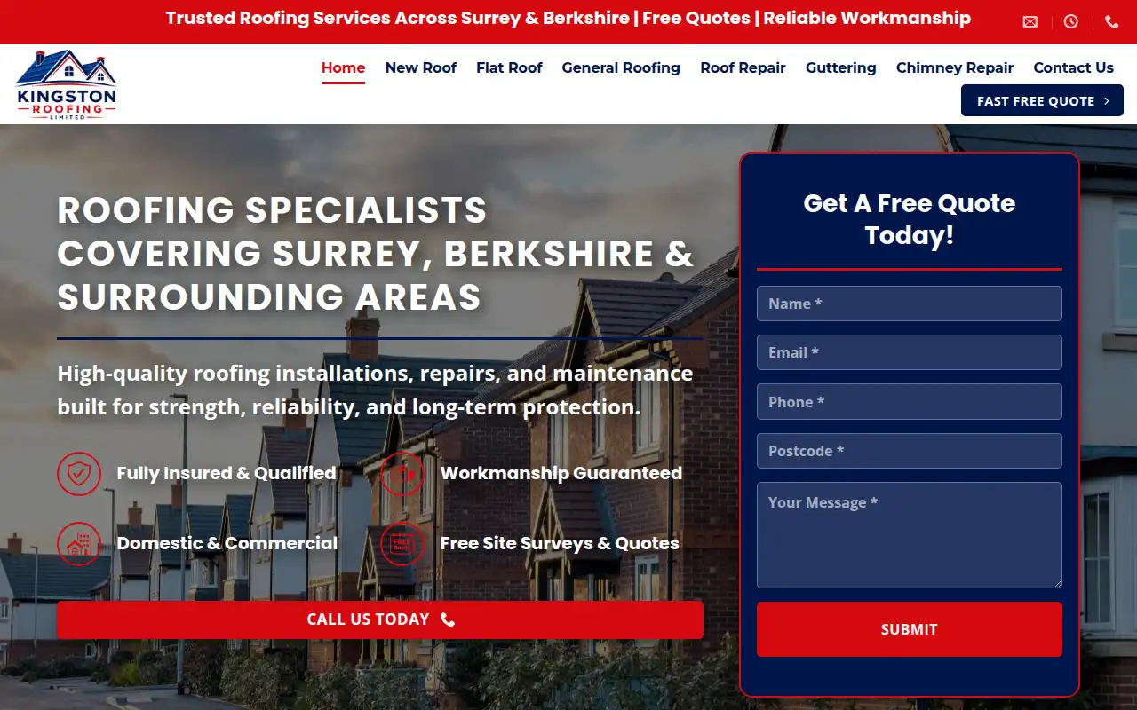 Kingston Roofing Limited website homepage