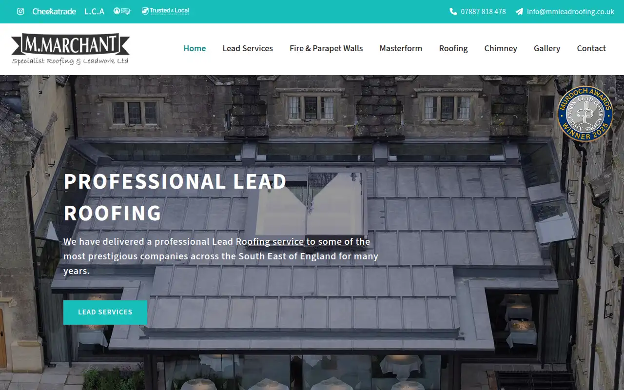M.Marchant Specialist Roofing & Leadwork Ltd website homepage