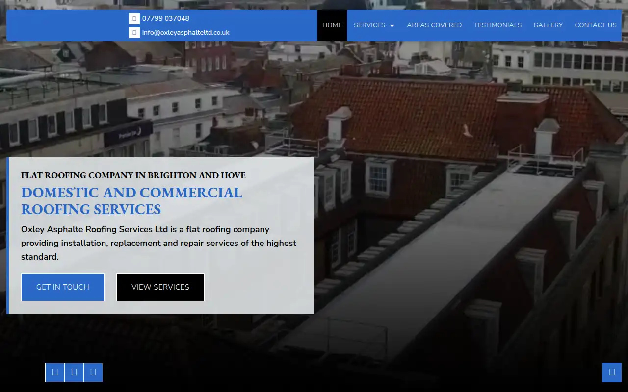 Oxley Asphalte Roofing Services Ltd website homepage