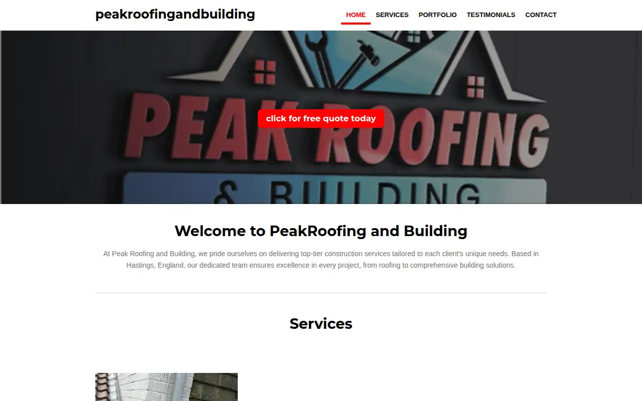 peakroofingandbuilding website homepage