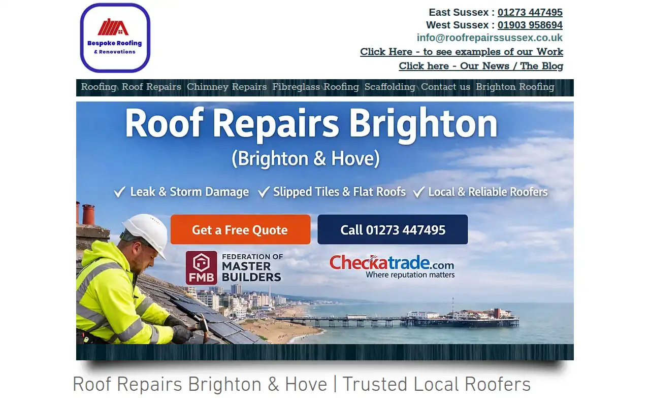 Roof Repairs Sussex website homepage