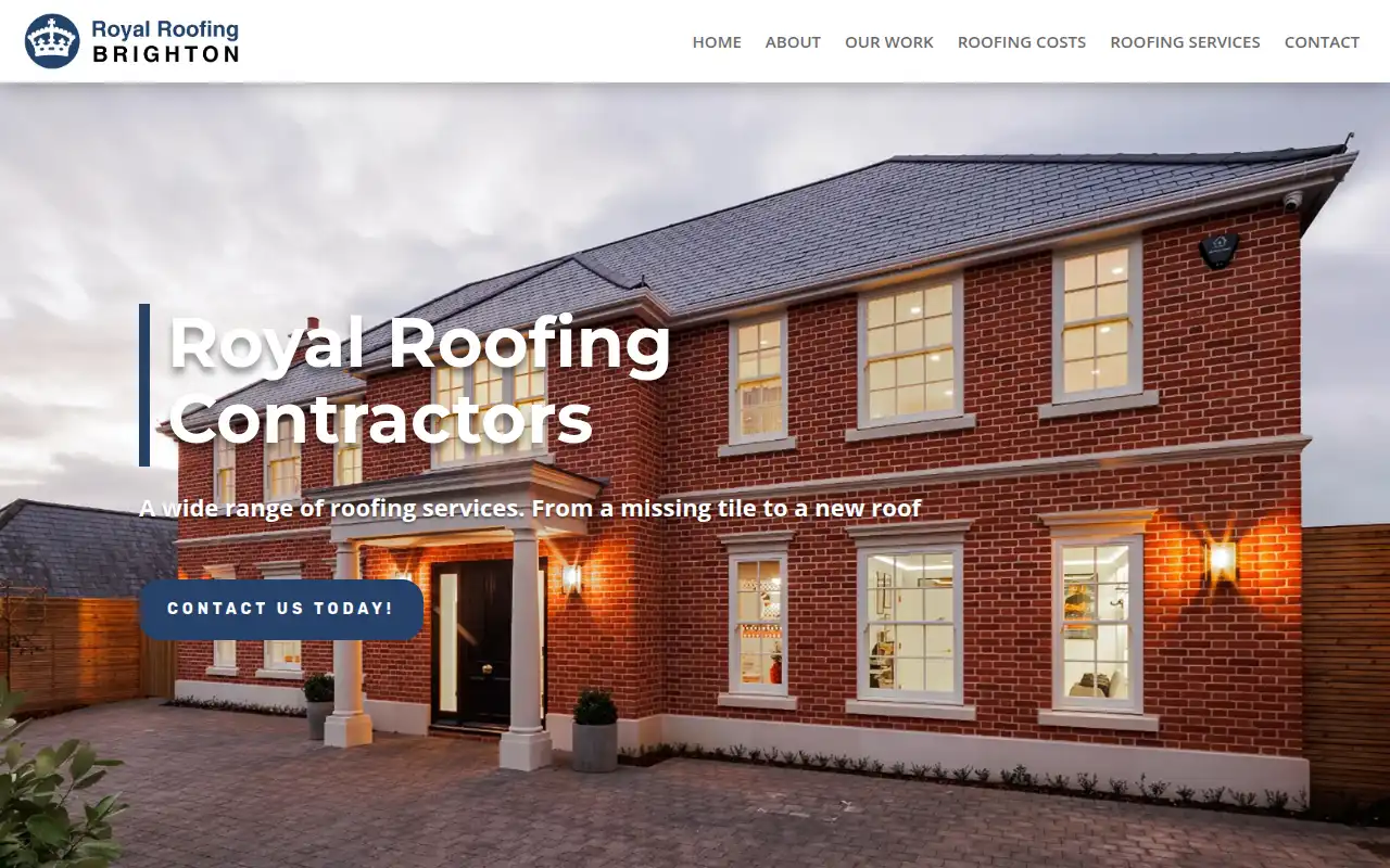 Royal Roofing Contractors website homepage