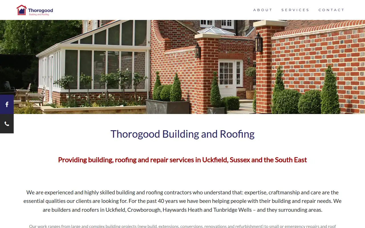 Thorogood Building and Roofing Contractors website homepage