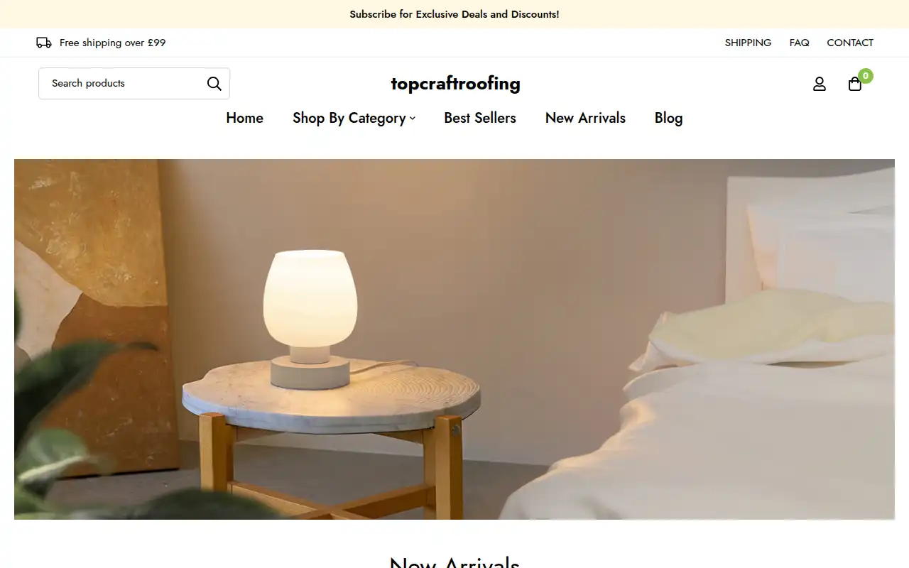 Top Craft Roofing website homepage