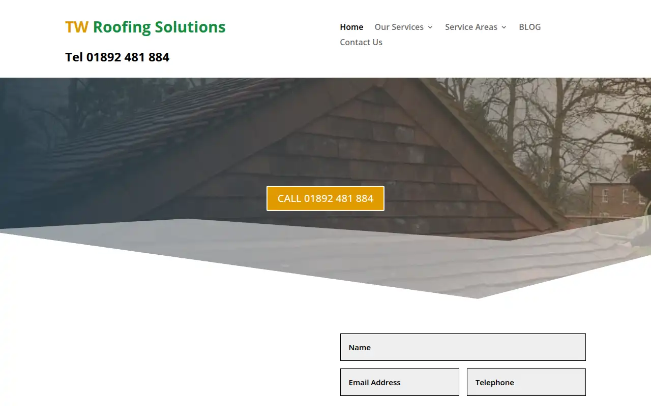TW Roofing Solutions website homepage