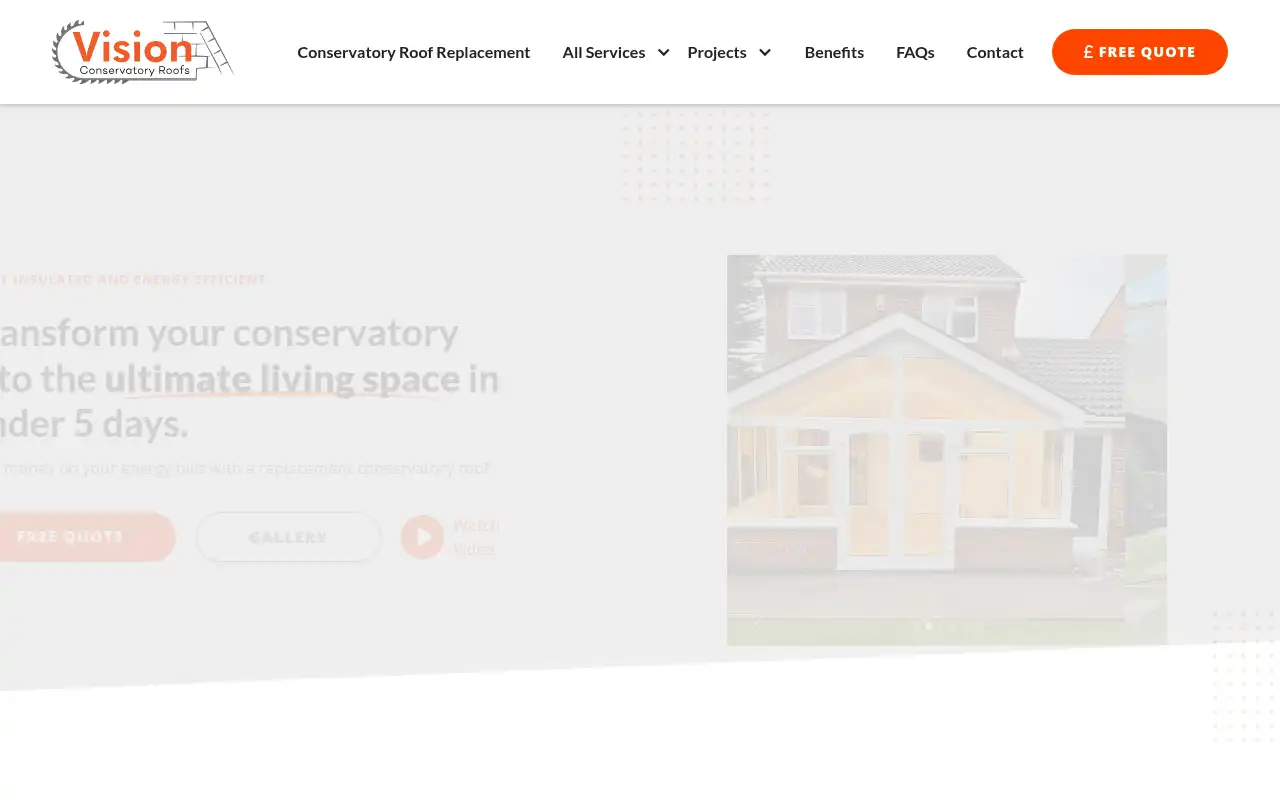 Vision Conservatory Roofs website homepage