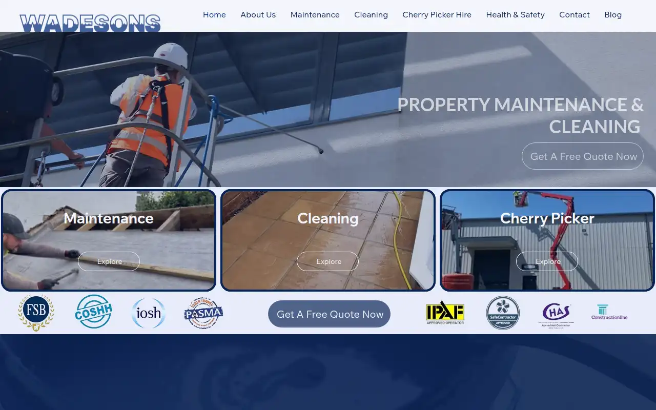 Wadesons LTD website homepage