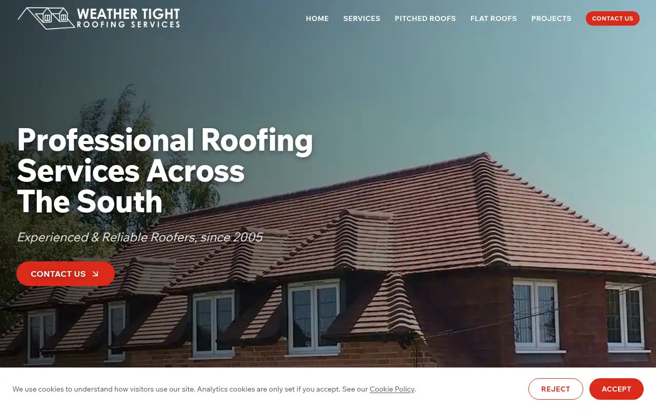 Weathertight roofing website homepage
