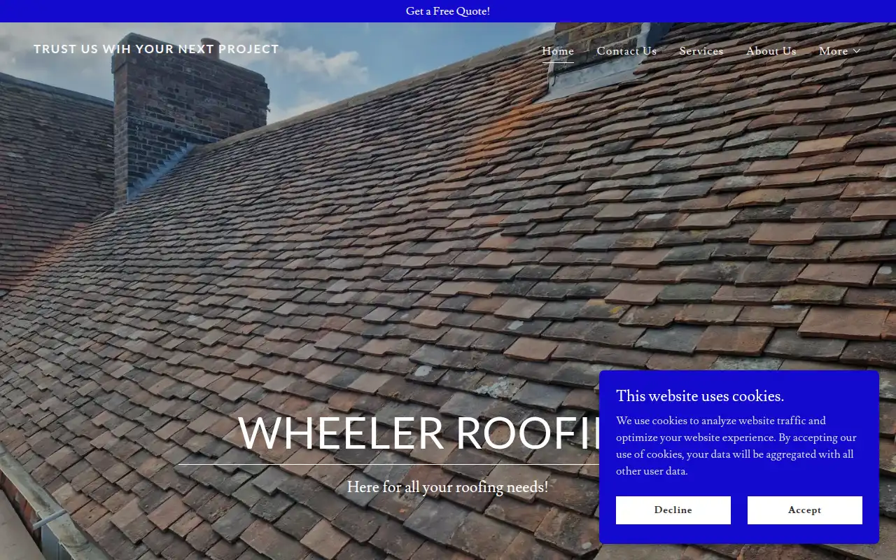 Wheeler Roofing website homepage
